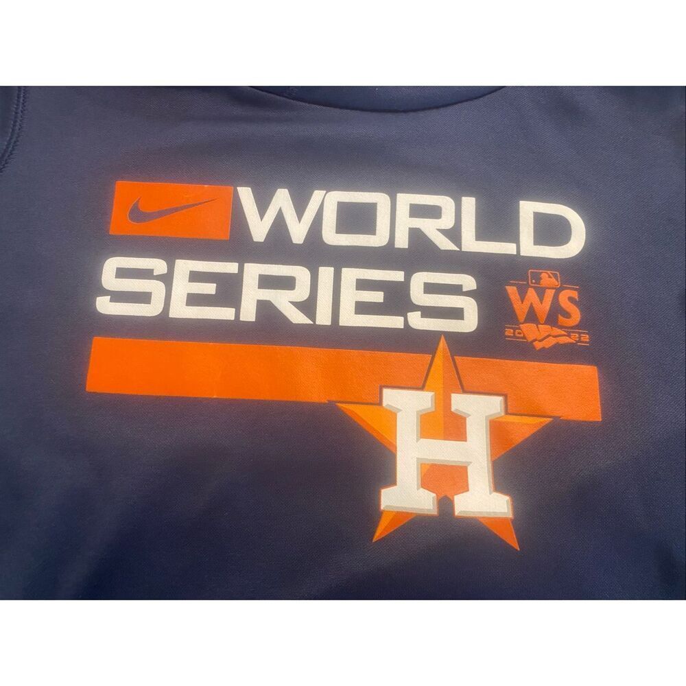 Nike Boys Navy Blue Houston Astros 2022 World Series Pullover Hoodie Size Large - Picture 5 of 8